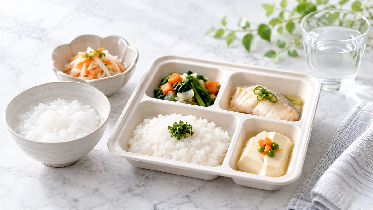 たんぱく質や塩分の調整を意識したやさしい食事のイメージ
