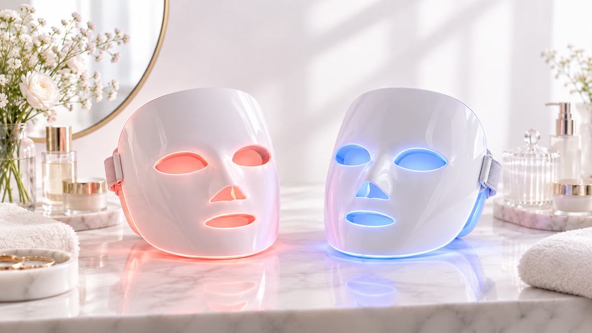 CurrentBody赤色LEDと青色LEDマスクを比較のイメージ