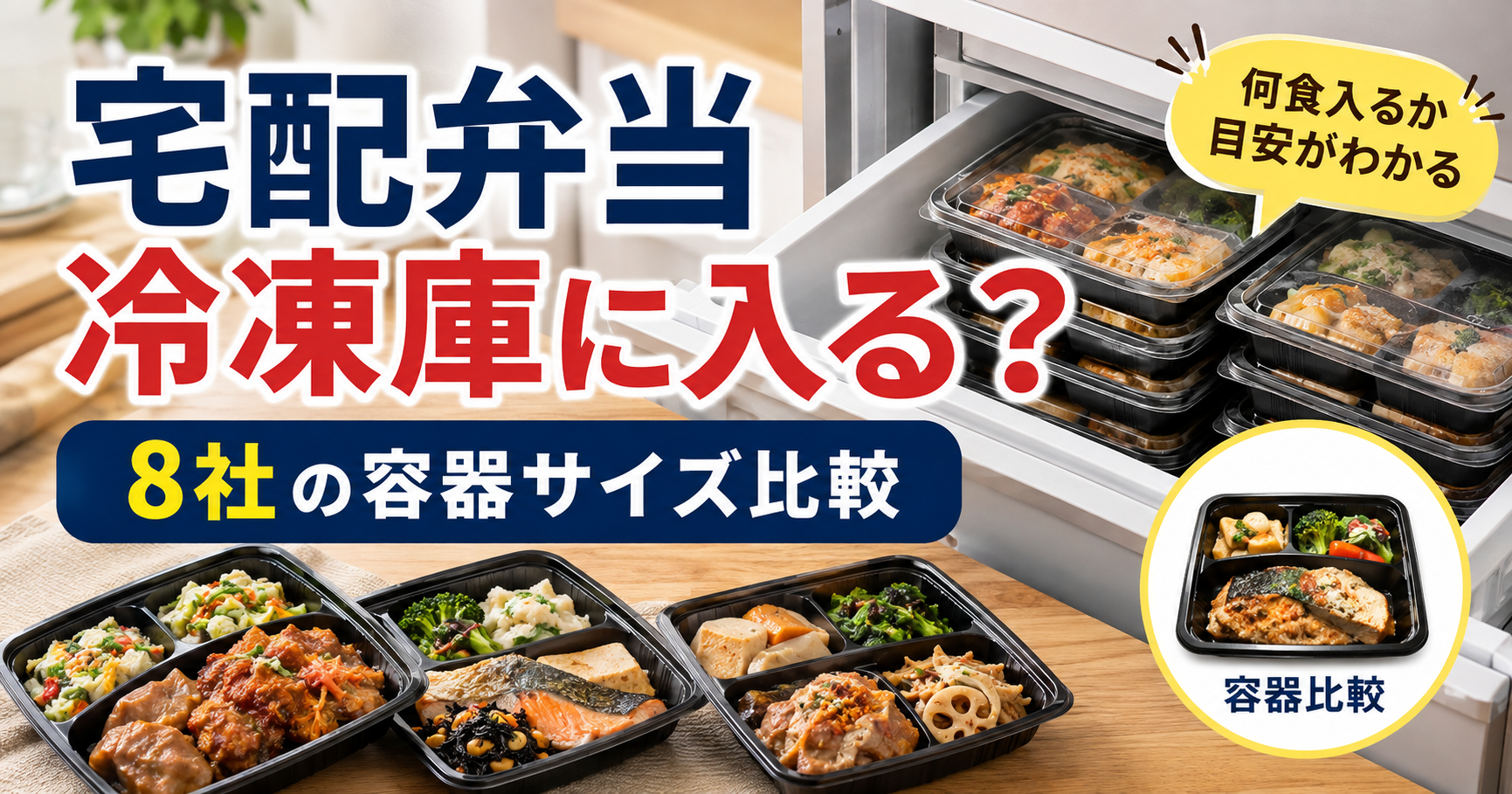 宅配弁当は冷凍庫に何食入る？8社の容器サイズ・必要スペースを比較